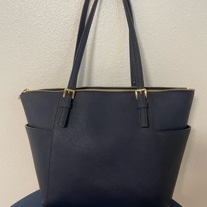 Michael Kors Leather Tote - Navy Blue